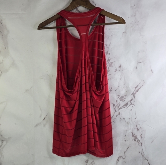 Athletic Works Tank Top Womens XL Red Sheer Striped Racerback Havana - Picture 5 of 8
